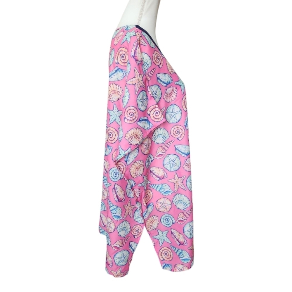 Simply Southern Pink Shell Pattern Beach Swim Coverup Poncho, Size Small Medium - Picture 5 of 12